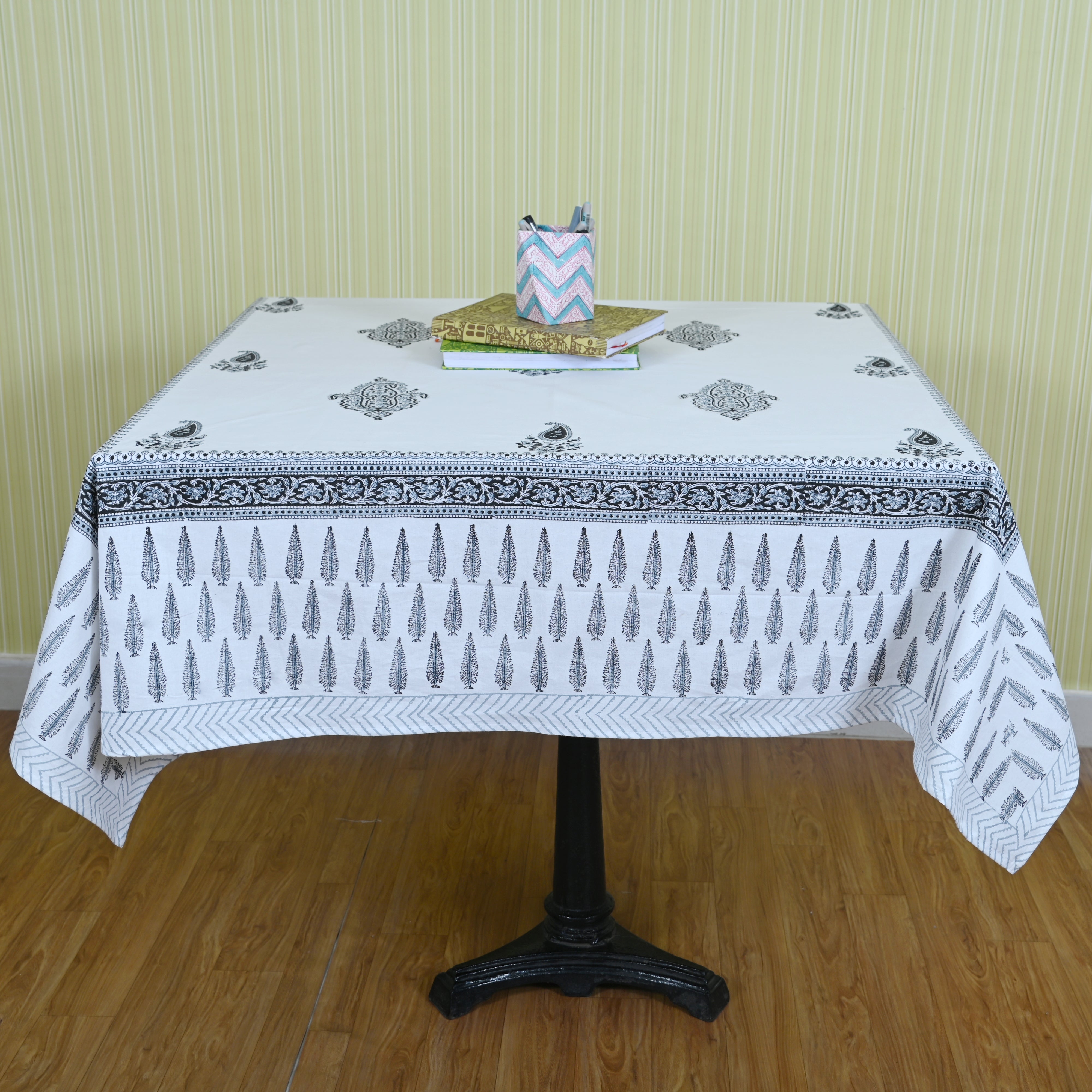 Cotton Table Cover Paisley Motif Block Print