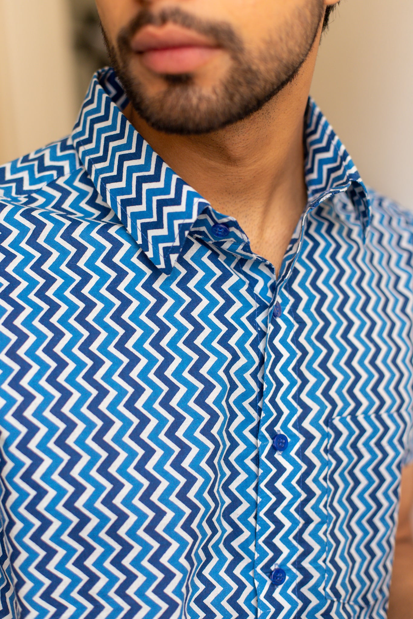 Blue Zig Zag Men's Shirt Regular Fit 3