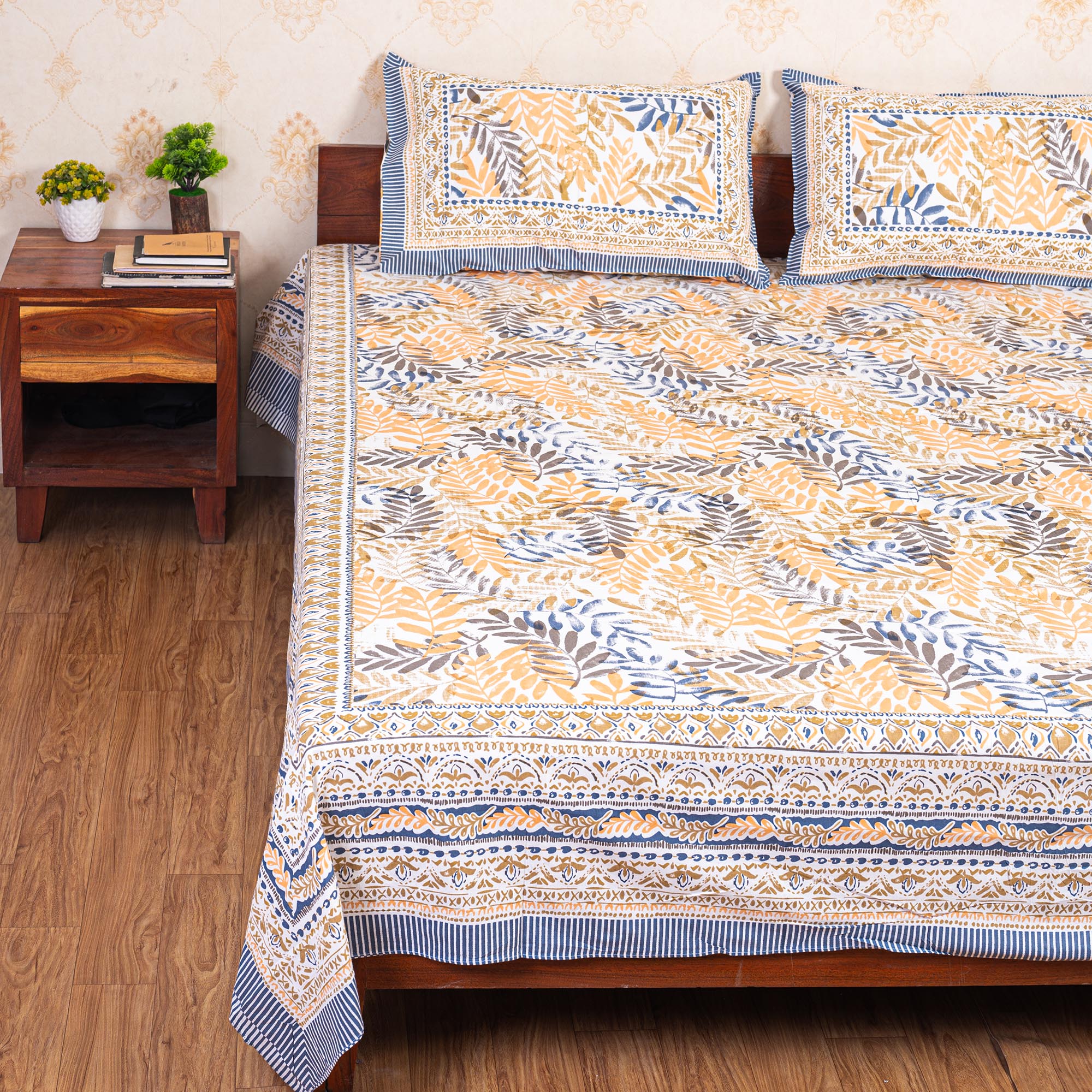 Cotton Queen Size Bedsheet - Autumn Charm