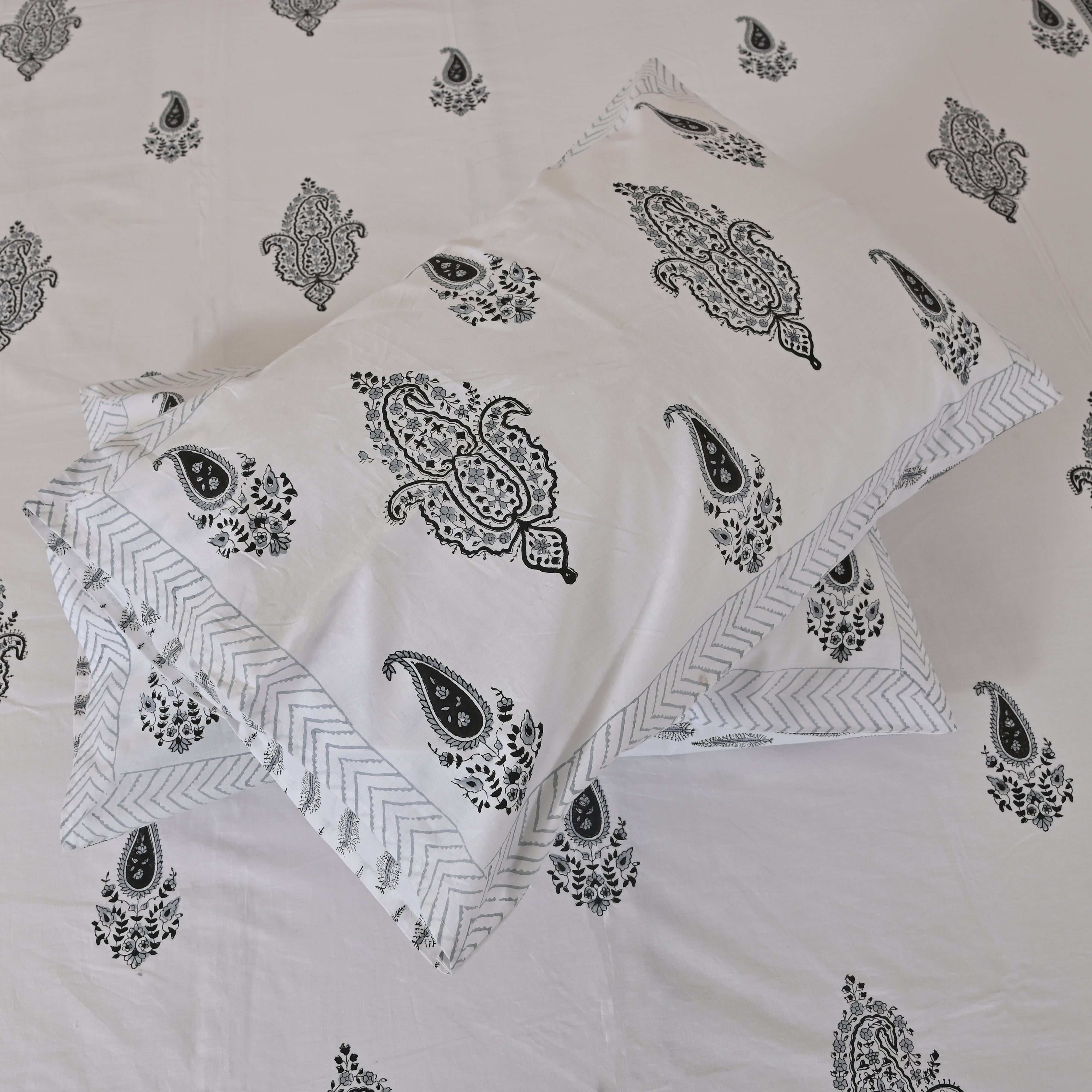 Cotton Block Print Queen Size Bedsheet | Blushing Boota