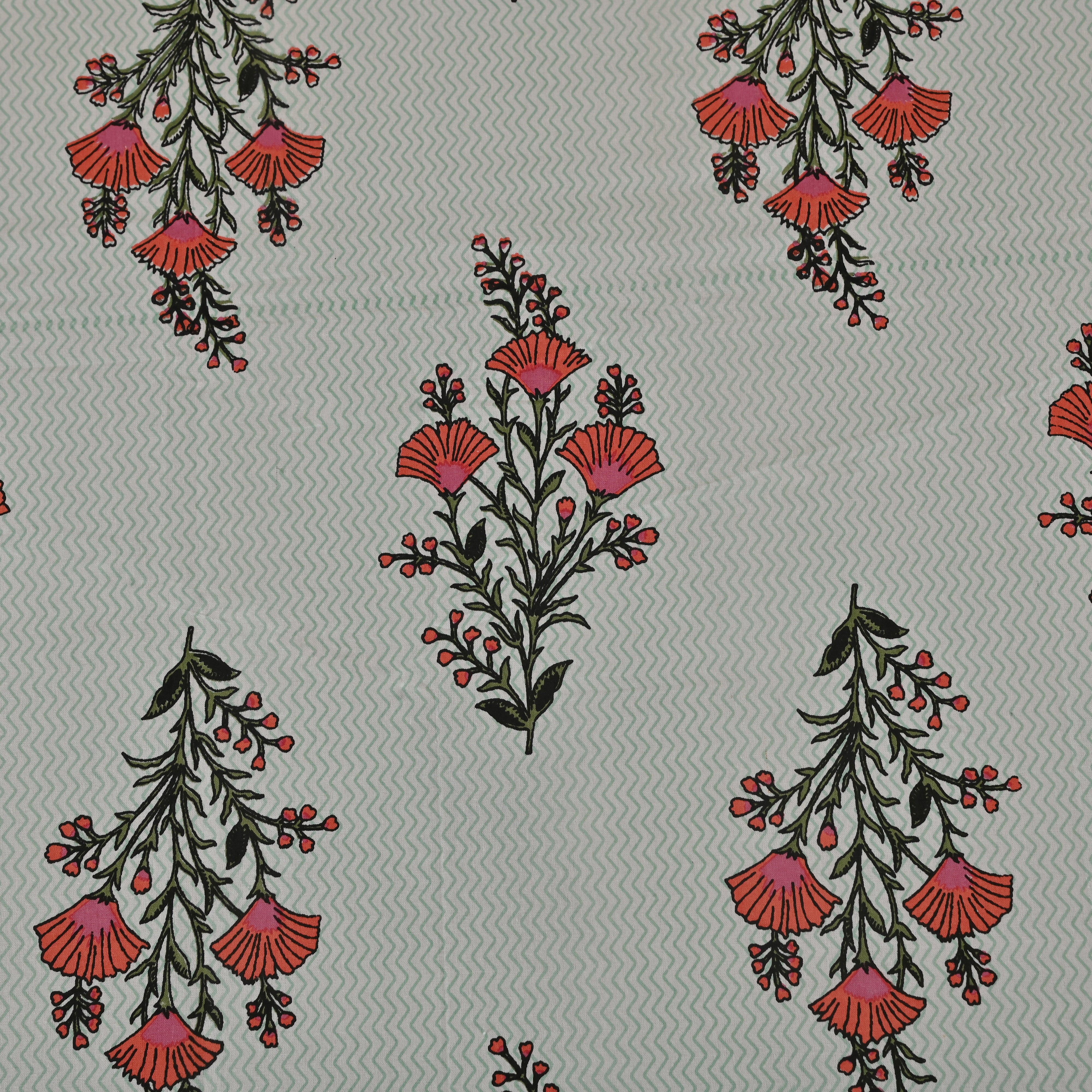Cotton Red Floral Jumbo King Size Bedsheet