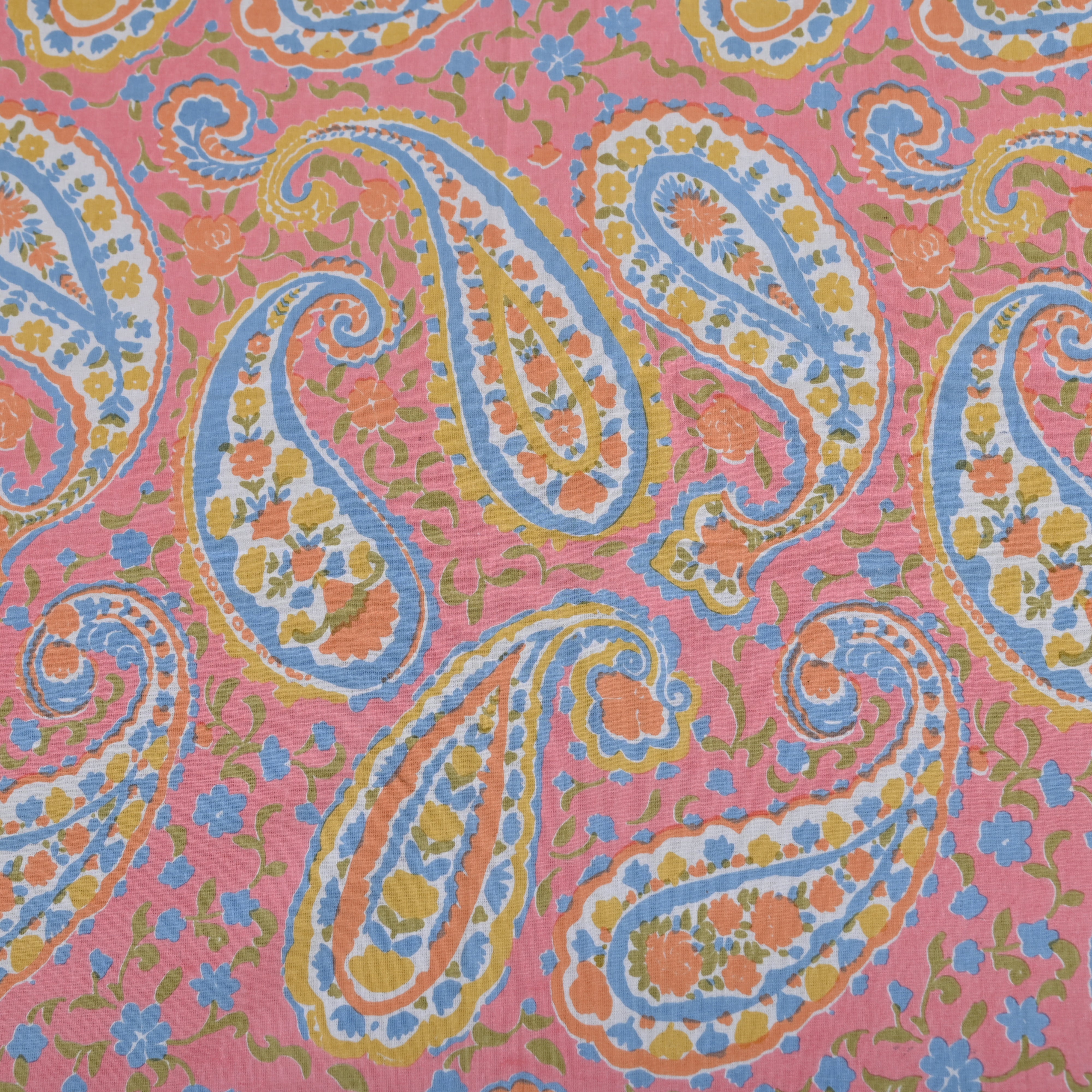 Cotton Single Bed Sheet pink paisley Print