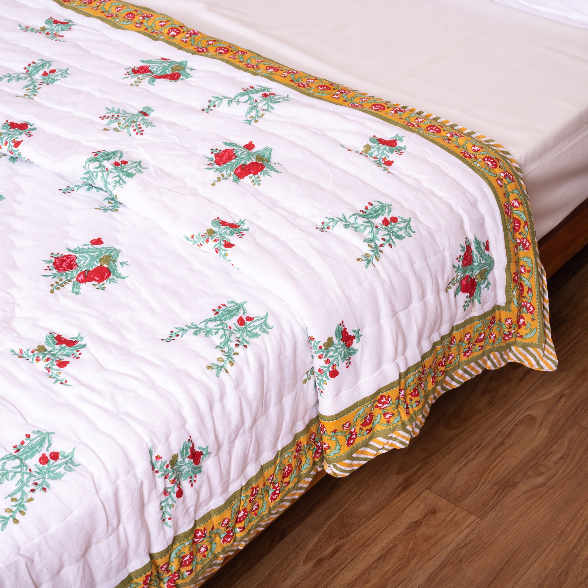 Cotton Mulmul Queen Size Jaipuri Razai Quilt - Bloom Bazaar