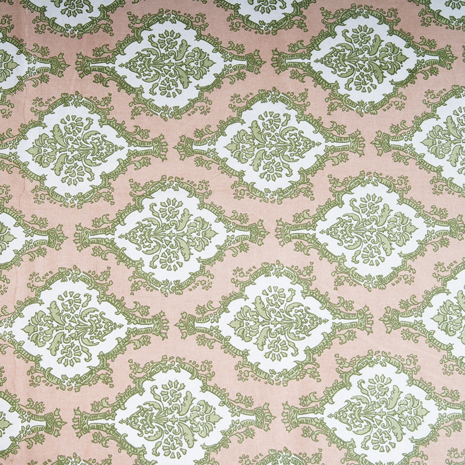Cotton Jaipuri Heritage Pink-Green Floral Single Bedsheet