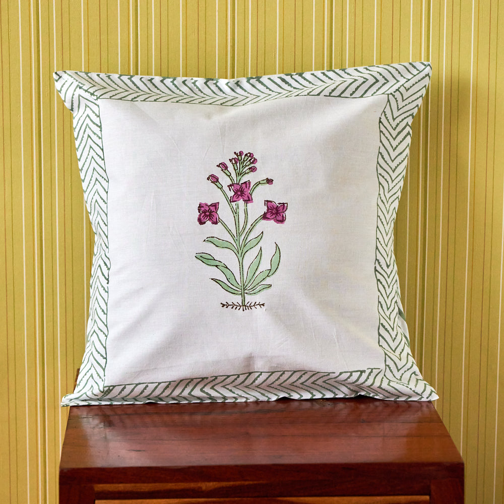 Cotton Cushion Cover Cherry Blossoms Block Print