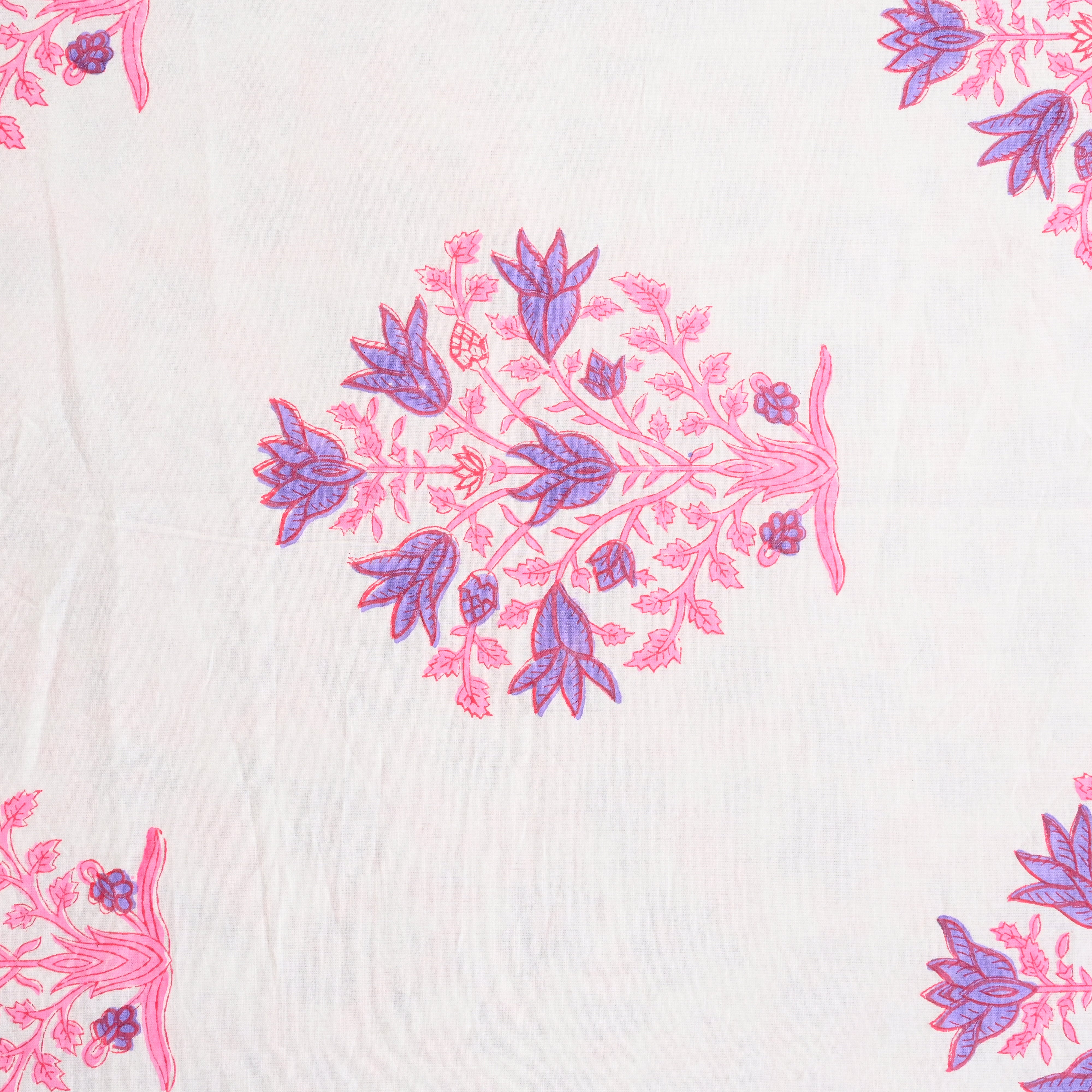 Cotton Mulmul Single Bed AC Quilt Dohar Pink-Blue Bliss Block Print