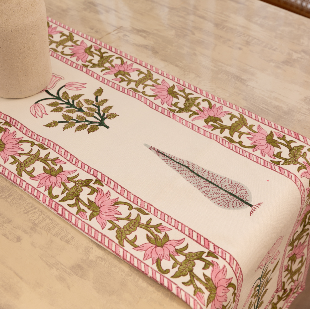 Canvas Pink Dahaliya Table Runner