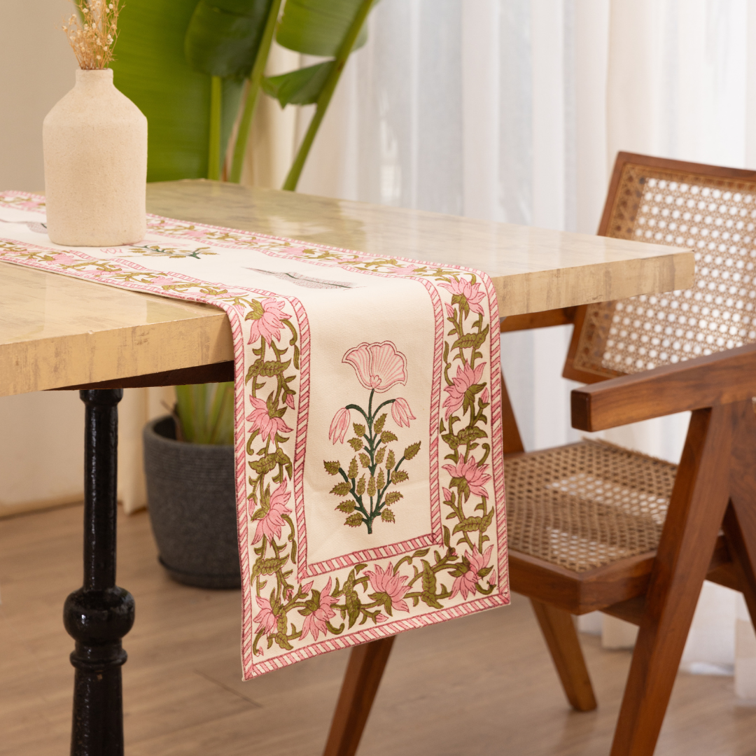 Canvas Pink Dahaliya Table Runner