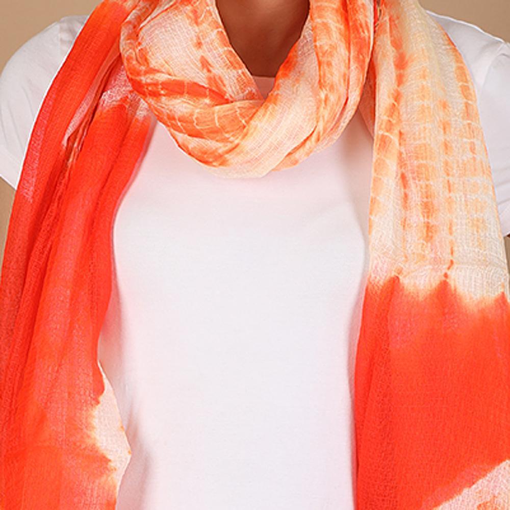 Kota Silk Orange Shibori Bandhej Dupatta (279408377896)