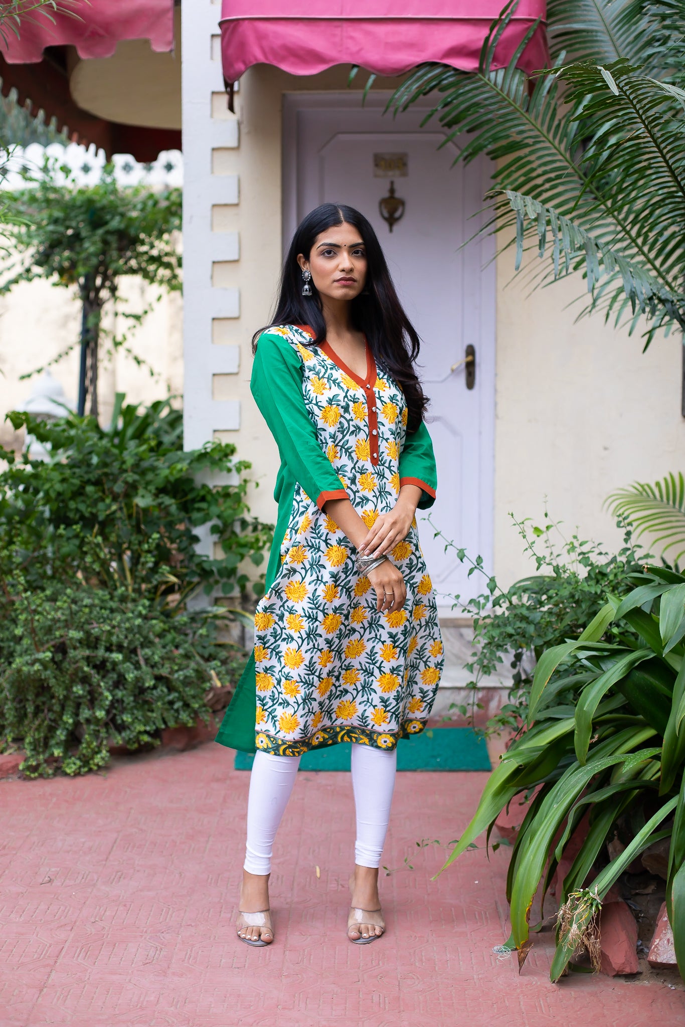 Cotton Kurti Floral Block Print