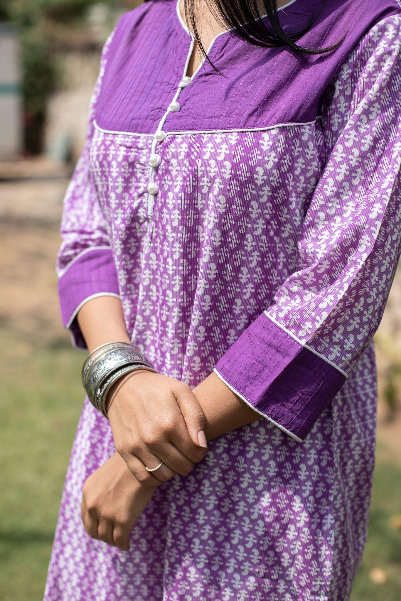 Cotton Short Kurti Leaf Block Print 1