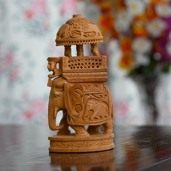 Handicraft Wood Carving Tree Elephant 4 – Ethnic Rajasthan