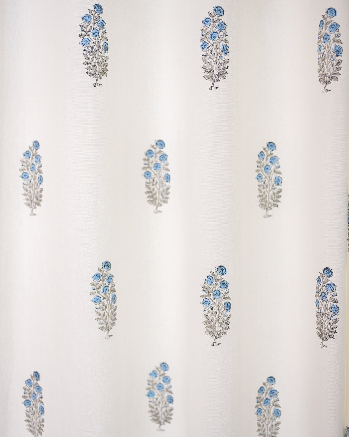 Drill Cotton Curtain Blue Grey Boota Block Print 2 (6831561179235)