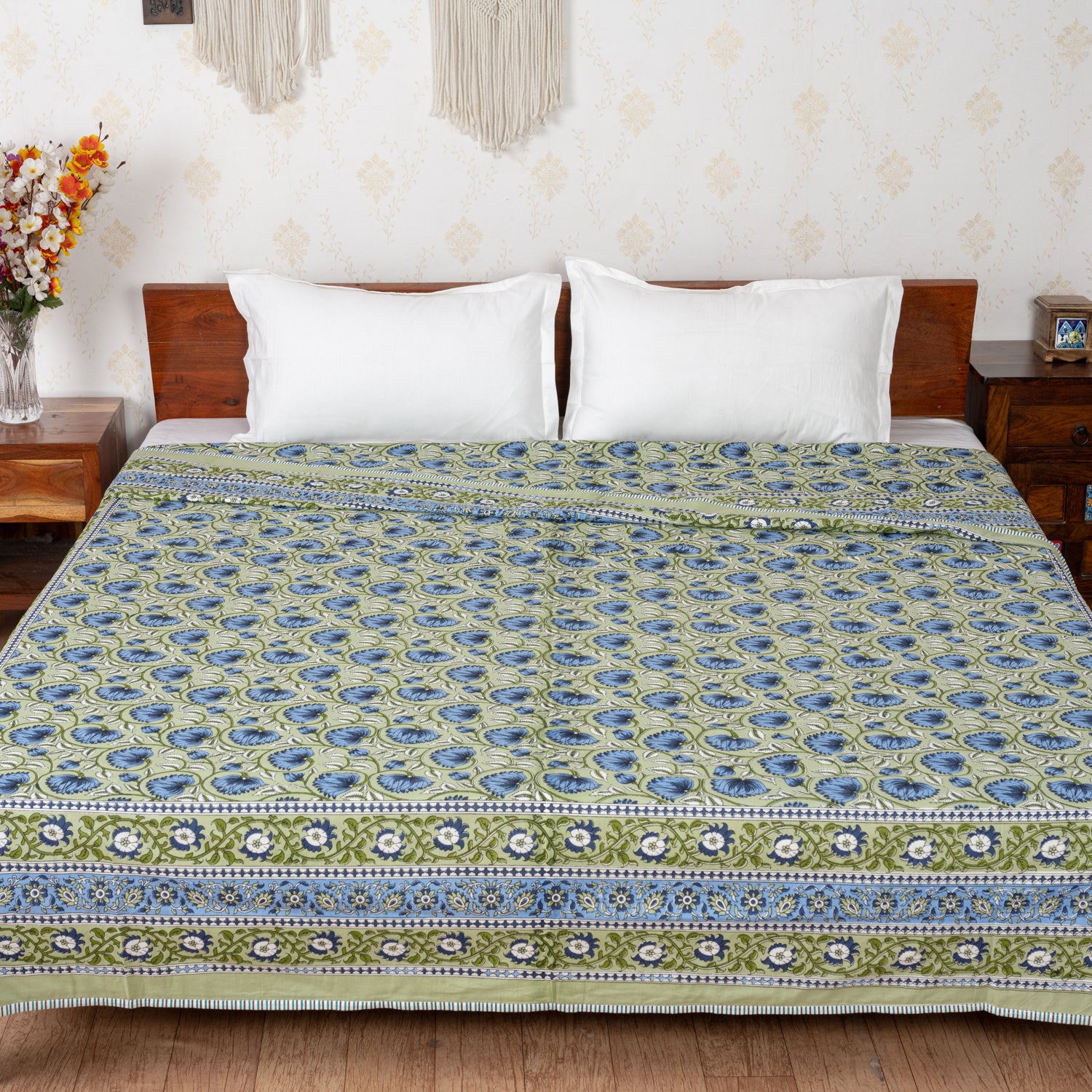 Gulistaan Handblock Printed Double Bed Dohar AC Quilt (6833767153763)