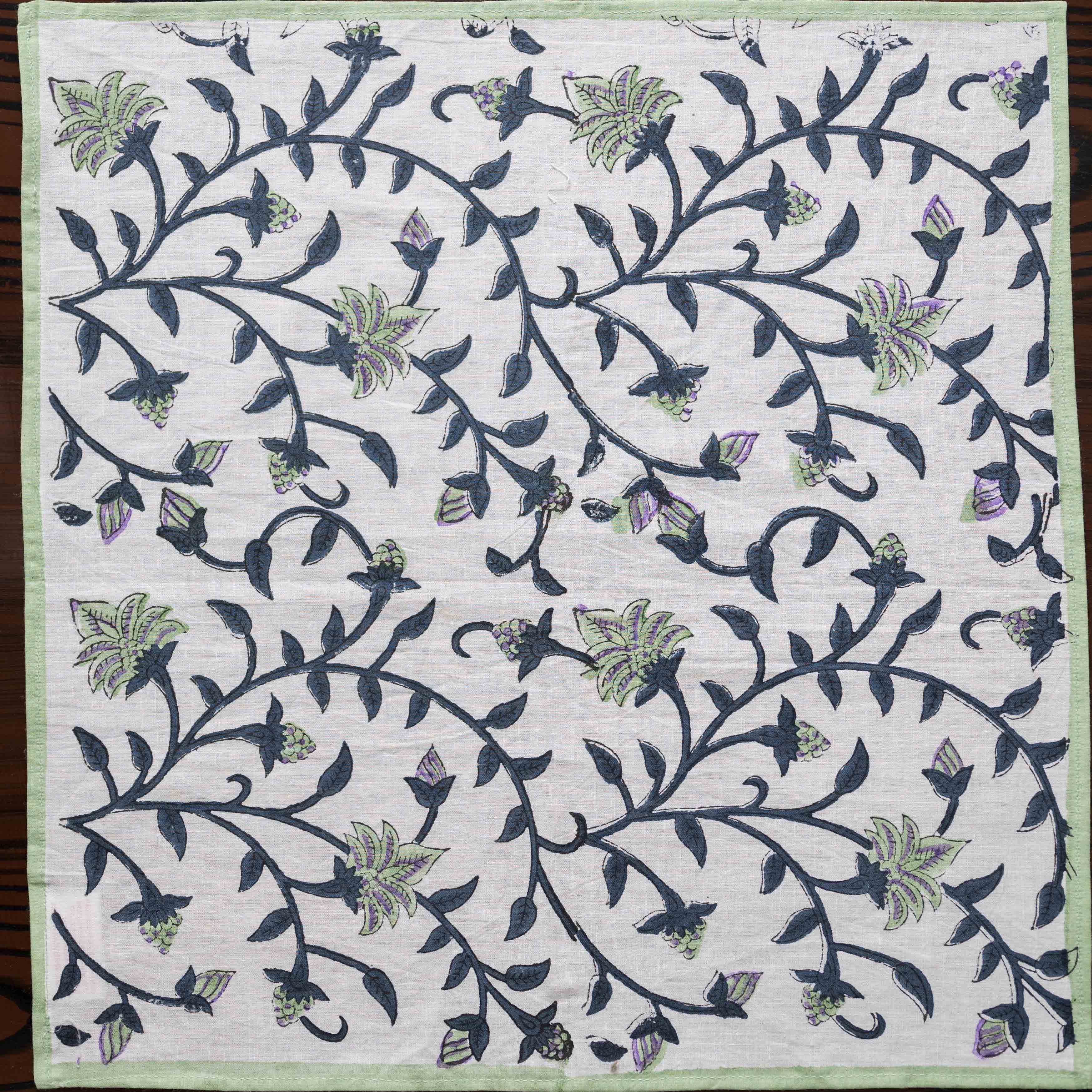 Cotton Napkin Blue Green Jaal Block Print 1 (6743860183139)