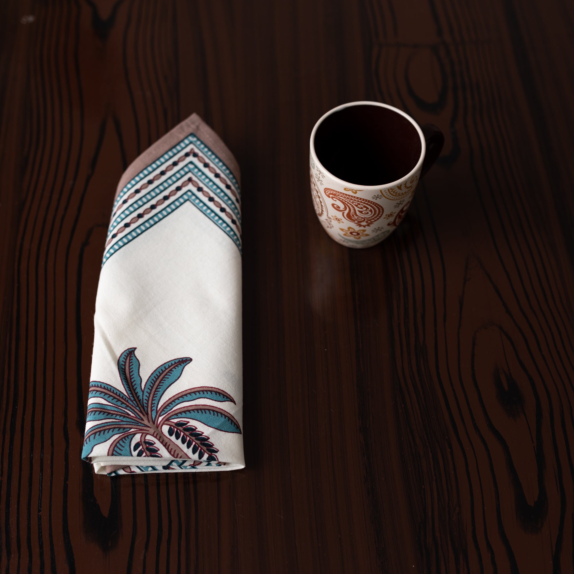 Cotton Napkin Brown Palm Tree Print (6800611606627)