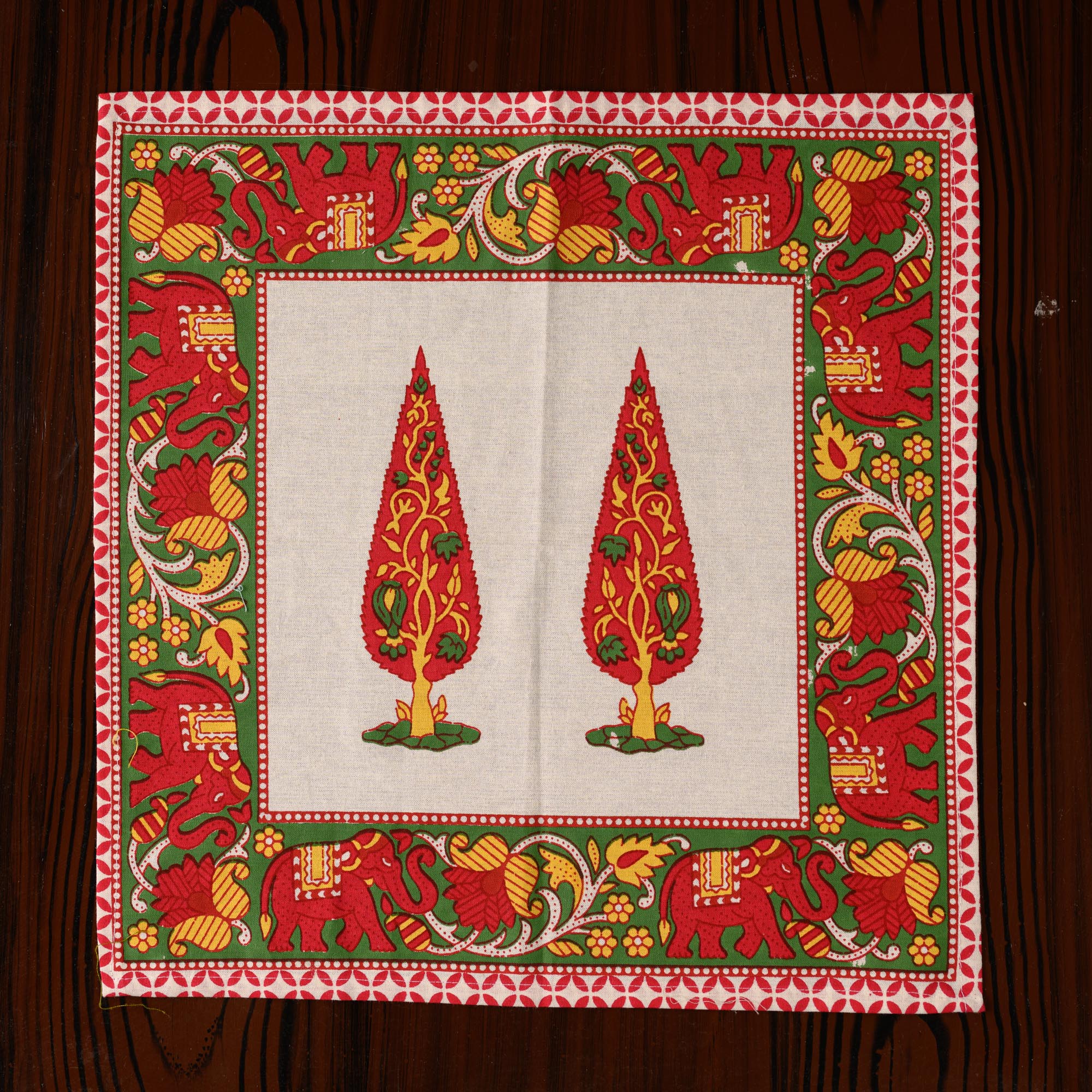 Cotton Napkin Red Yellow Cedar Print 1 (6800613048419)