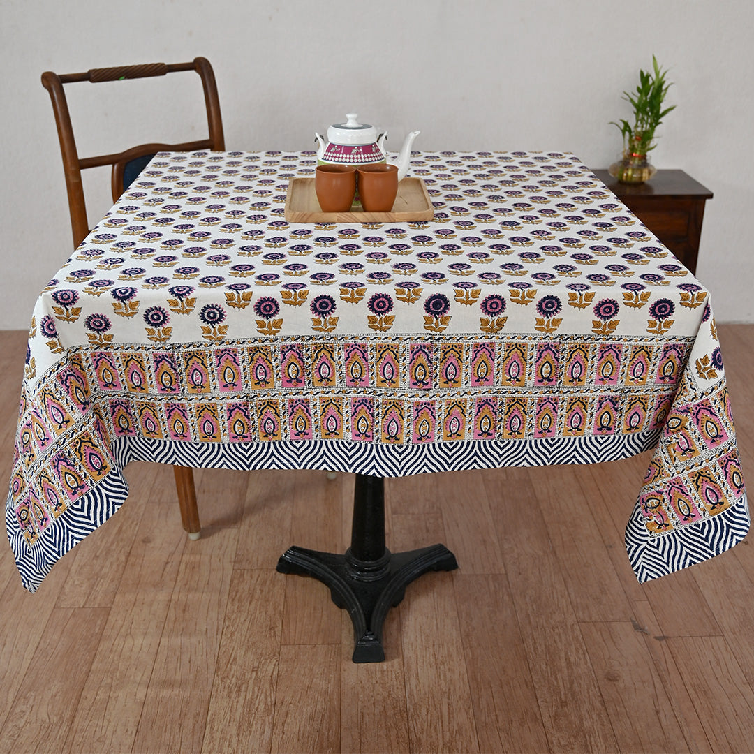 Cotton Table Cover Purple Brown Booti Block Print 2 (6689273938019)