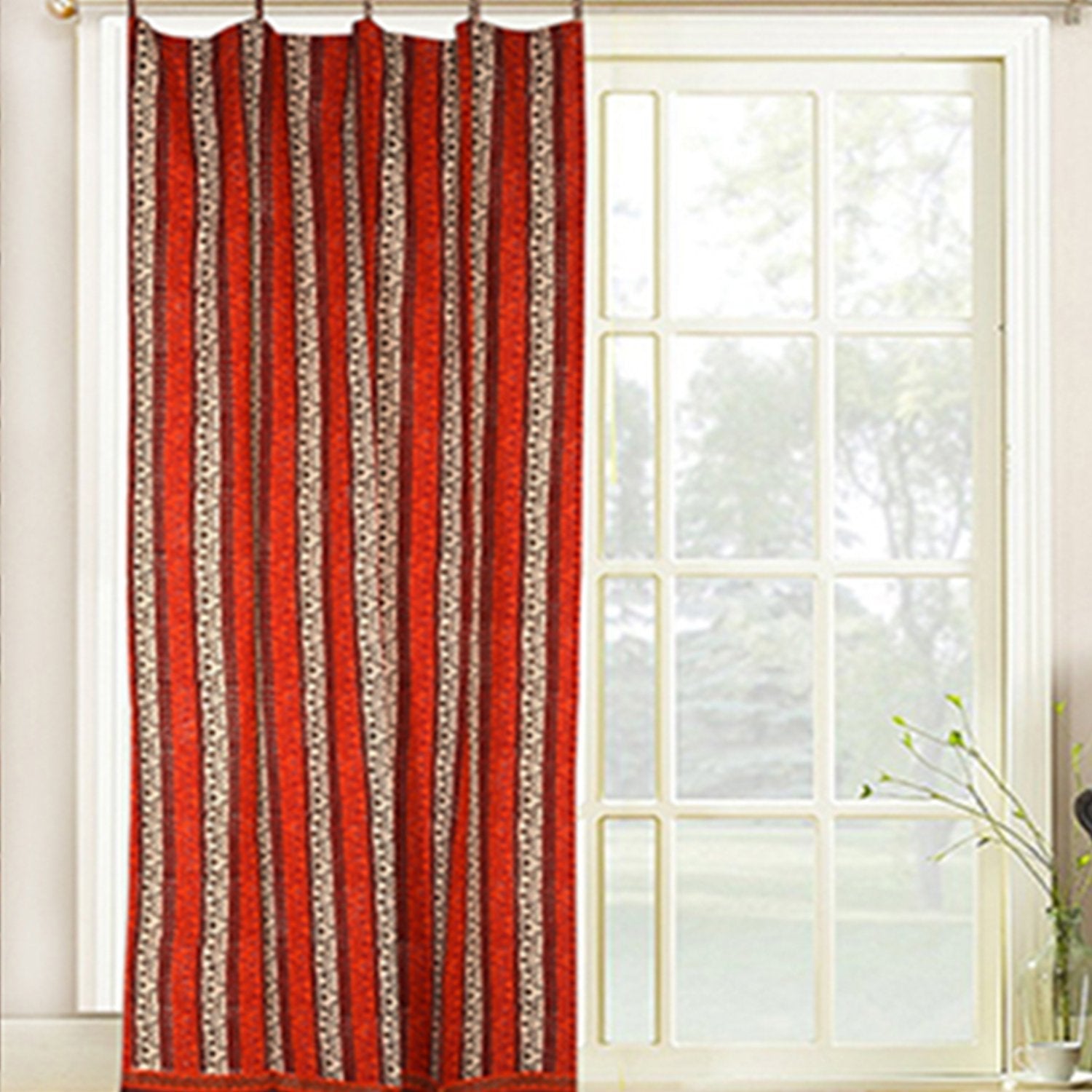 Cotton Malmal Curtains Red Bel Block Print (4776661745763)